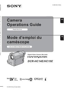 Sony DCR HC 15 E manual. Camera Instructions.